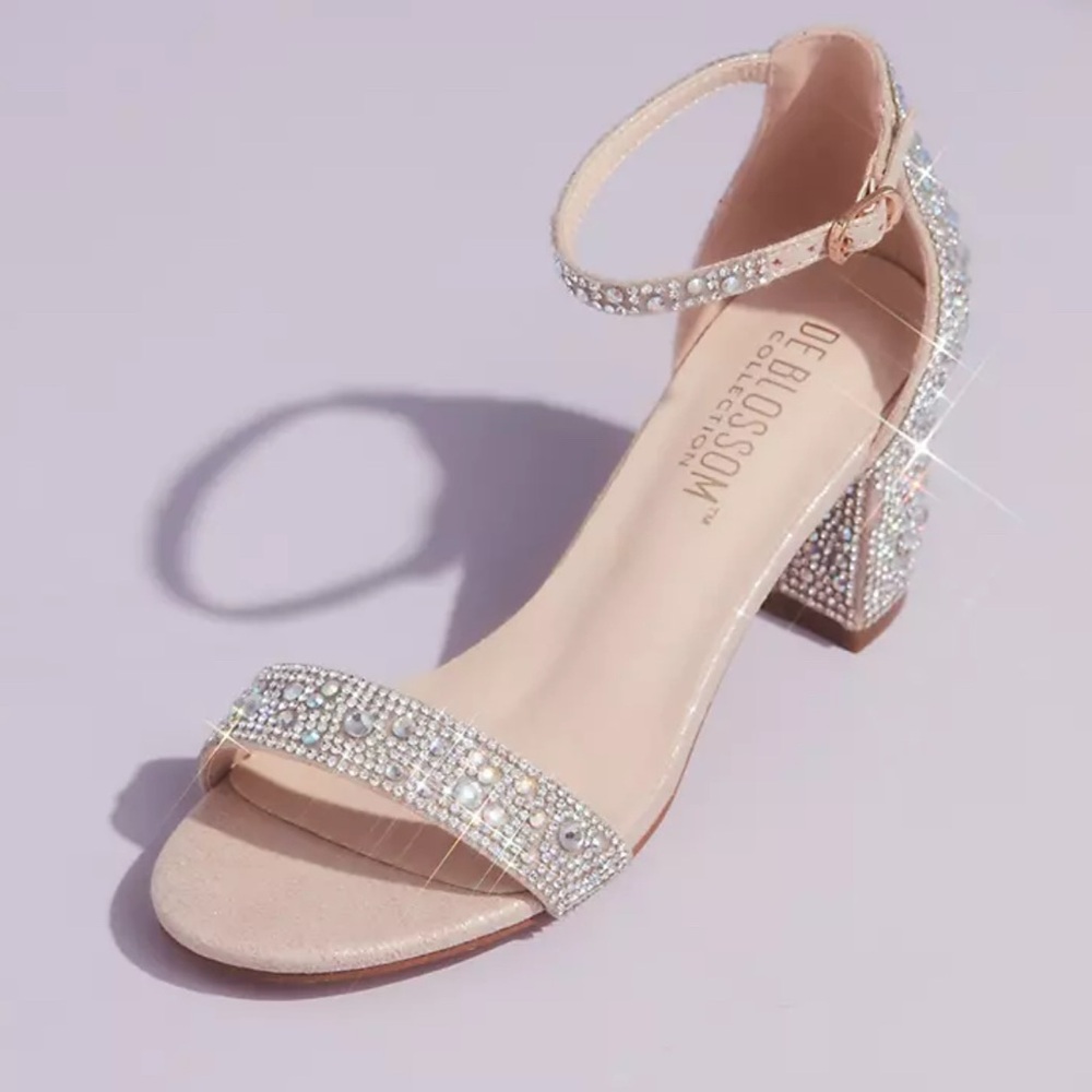 David's Bridal Crystal Cream Block Heel